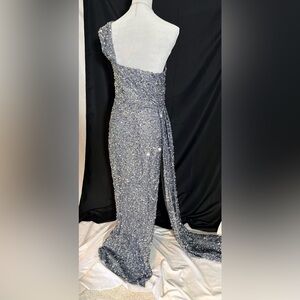 Elegant Silver Evening Gown